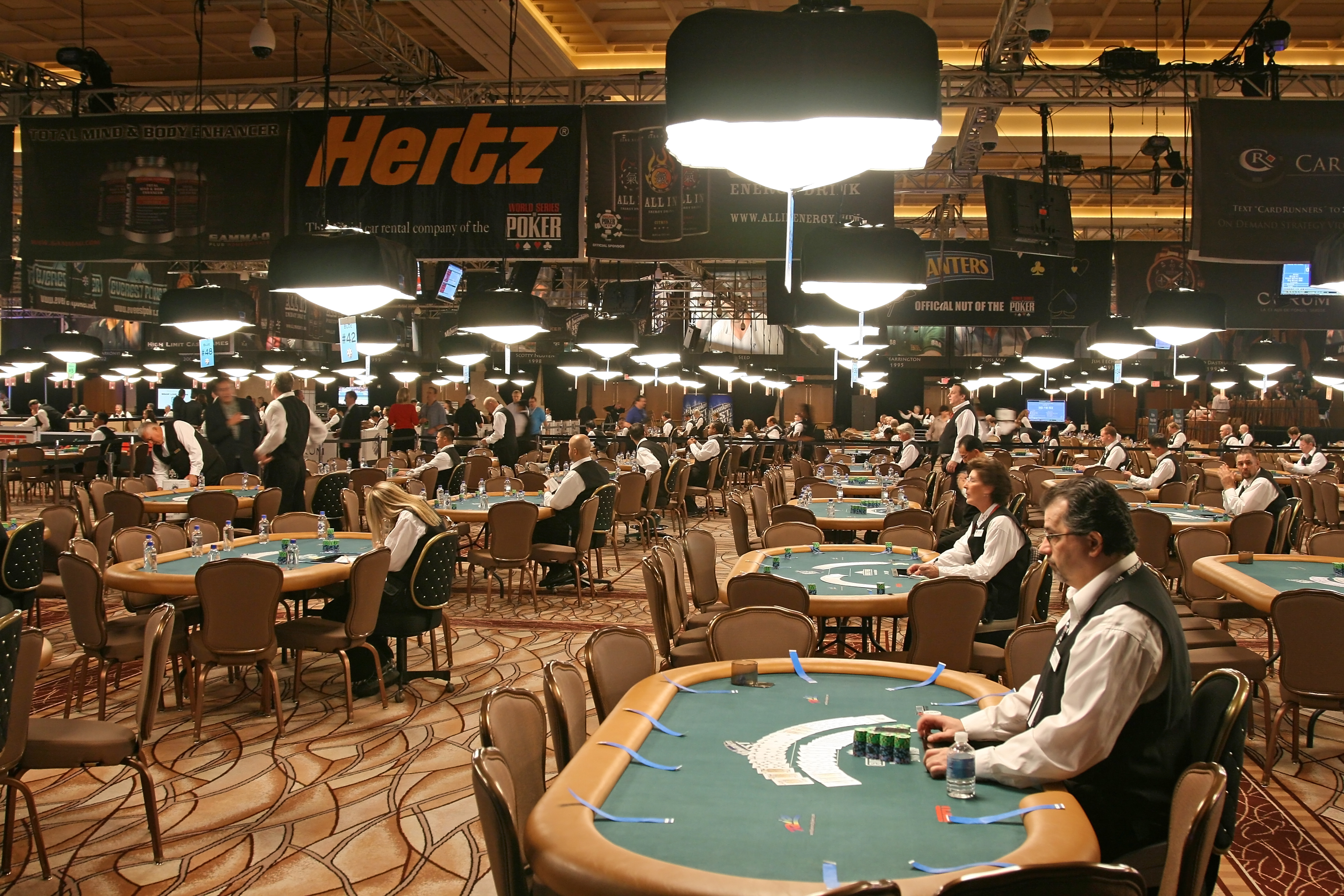 World Series of Poker signage and tournament area in Las Vegas