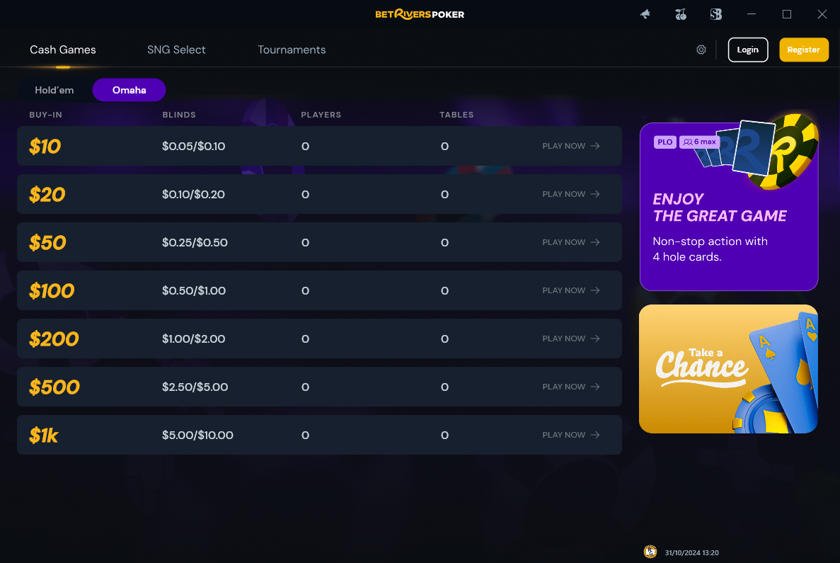 BetRivers Poker poker site screenshot
