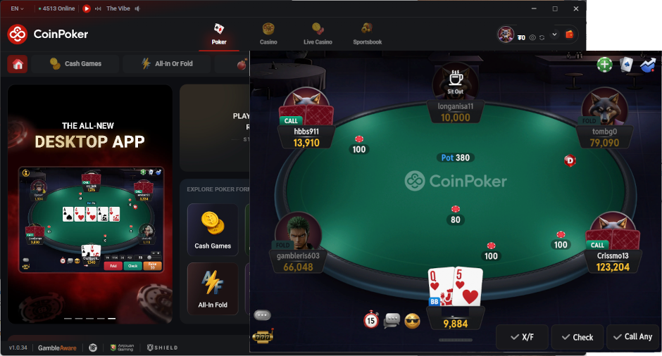 CoinPoker new software screenshot