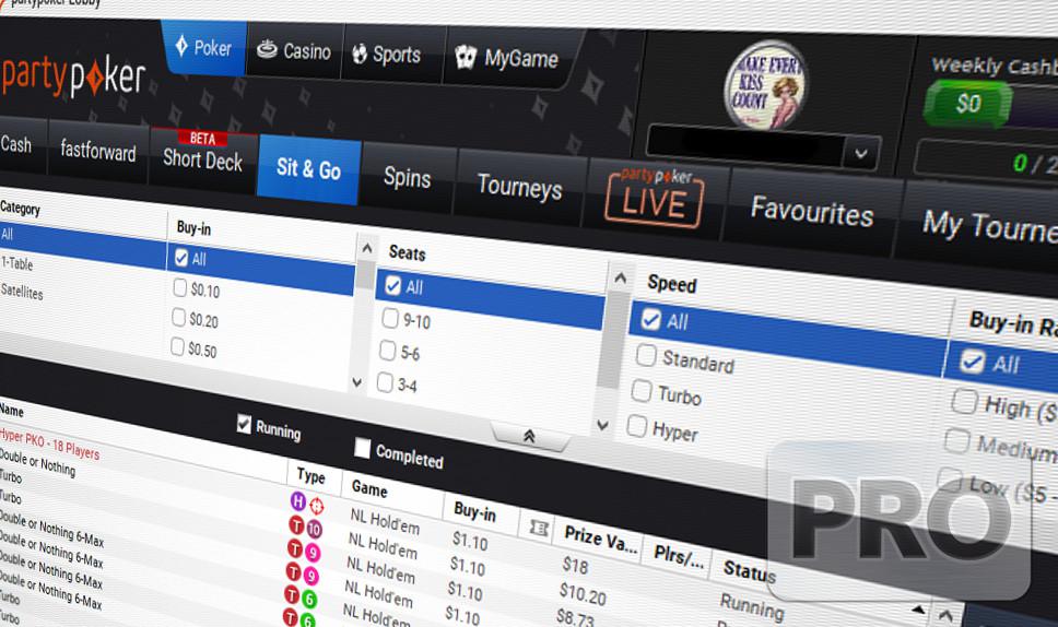 Partypoker lobby screenshot